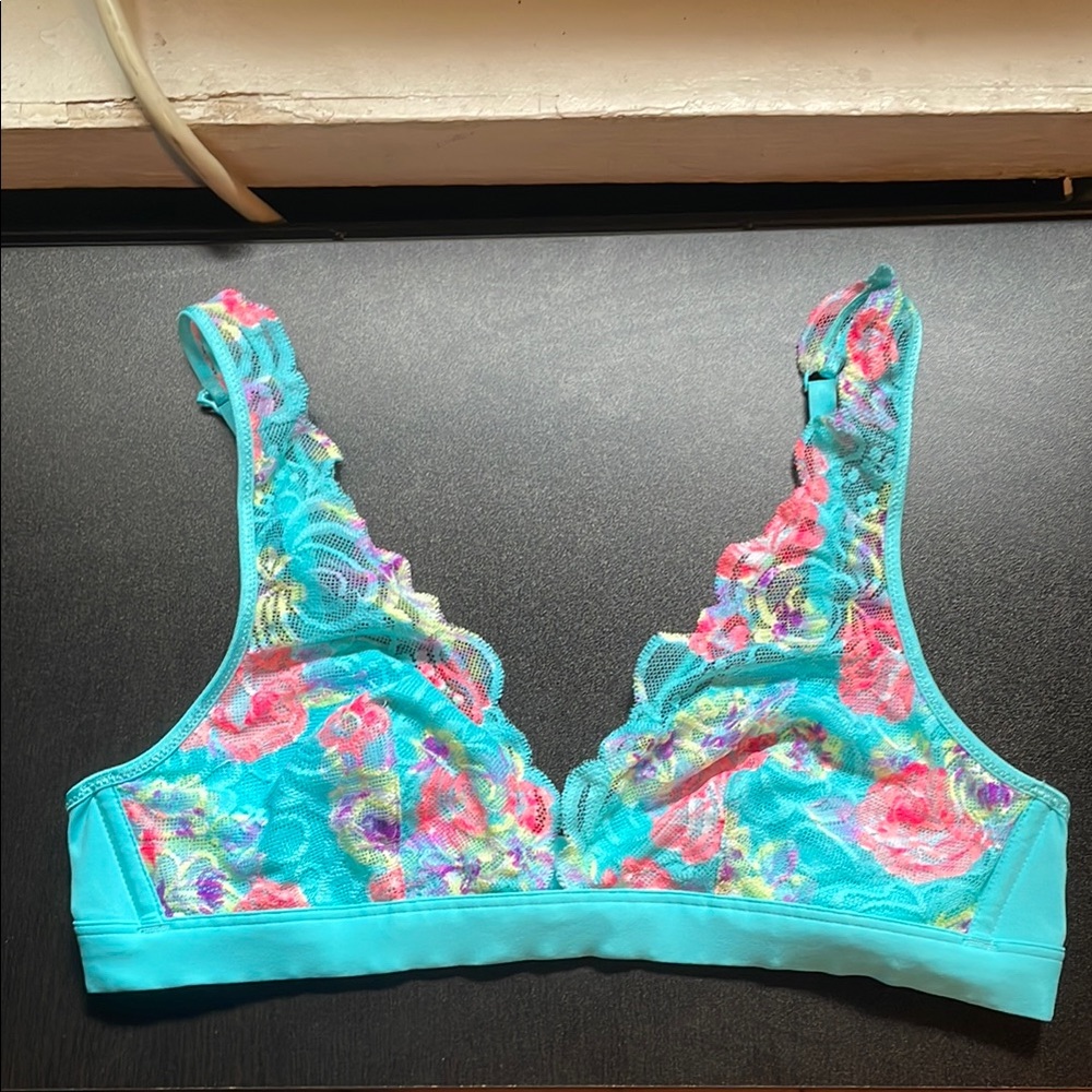 Victoria's Secret Blue Floral Lace Bralette